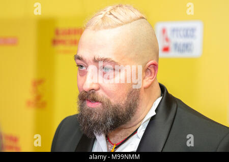 Moskau, Russland. 21.März 2018. Regisseur Ilya Sherstobitov bei der Premiere des Films 'Kanikuly prezidenta" (tr: "President's Ferienhäuser") in der Stockfoto