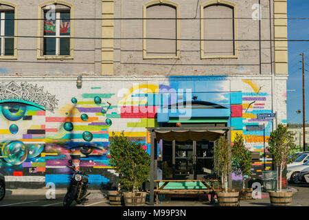 Los Angeles, Feb 3: Schönes Gebäude und graffti in der Kunst Bezirk am Mar 3, 2018 in Los Angeles Stockfoto