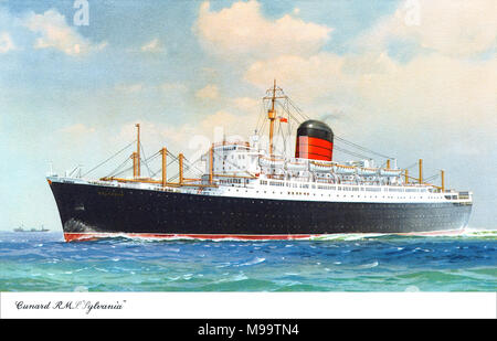 Alte Ansichtskarte der Cunard Ocean Liner RMS Sylvania. Stockfoto