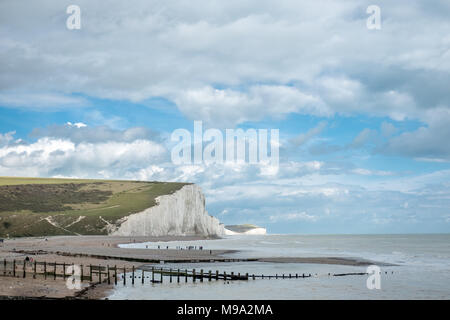 Sieben Schwestern Klippen, eine Reihe von kreidefelsen durch den Englischen Kanal in East Sussex, zwischen den Städten Seaford und Eastbourne in Südengland Stockfoto