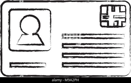 Skizze der ID-Card Symbol auf weißem Hintergrund, Vector Illustration Stock Vektor