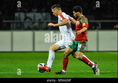 Turin, Italien. 23. März 2018. Während des Fußballspiels amichevole zwischen Marokko und Serbien im Stadion Olimpico Grande Torino am 23. Mars, in Turin, Italien 2018. Quelle: FABIO UDINE/Alamy leben Nachrichten Stockfoto