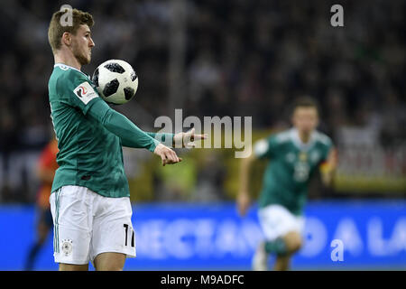 Fussball: Freundschaftsspiel, Deutschland vs Spanien, 23. März 2018 In der ESPRIT arena, Düsseldorf, Deutschland: Deutschlands Timo Werner in Aktion. Foto: Marius Becker/dpa Stockfoto