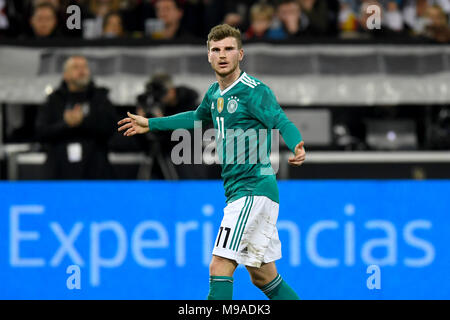 Fussball: Freundschaftsspiel, Deutschland vs Spanien, 23. März 2018 In der ESPRIT arena, Düsseldorf, Deutschland: Deutschlands Timo Werner in Aktion. Foto: Marius Becker/dpa Stockfoto