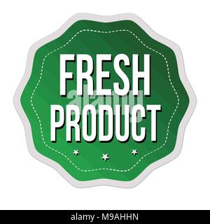 Frisches Produkt Aufkleber oder Sticker auf weißem Hintergrund, Vector Illustration Stock Vektor
