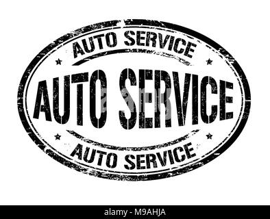 Auto Service grunge Stempelabdruck auf weißem Hintergrund, Vector Illustration Stock Vektor