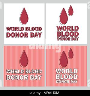 Vector Illustration von Blut Konzept Spenden mit roten Tropfen - Weltblutspendetag Stock Vektor