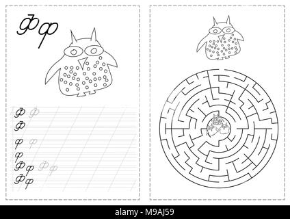 Buchstaben des Alphabets tracing Arbeitsblatt mit russischen Buchstaben des Alphabets - eigene Stock Vektor