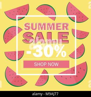 Summer Sale Banner mit schönen Wassermelone Hintergrund Stock Vektor