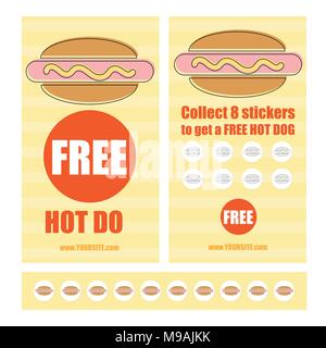 Gutschein Vorlage. Vector Illustration. fastfood Konzept-free hot dog Stock Vektor