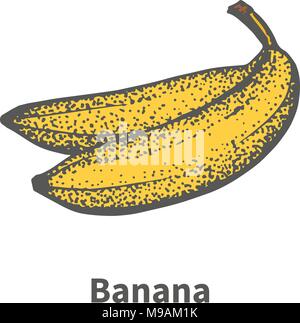 Vector Illustration Hand gezeichnete reife, gelbe Banane Stock Vektor