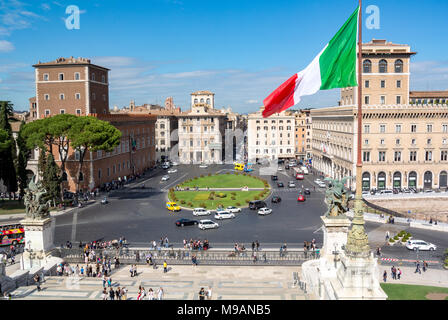 Kreisverkehr, Piazza Venezia, Rom, Italien, EU, Europa Stockfoto