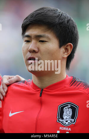 Der Südkoreaner Chang-Hoon Kwon beim internationalen Freundschaftsspiel im Windsor Park, Belfast. DRÜCKEN SIE VERBANDSFOTO. Bilddatum: Samstag, 24. März 2018. Siehe PA Story Soccer N Ireland. Das Foto sollte lauten: Brian Lawless/PA Wire. EINSCHRÄNKUNGEN: Nur für redaktionelle Zwecke, keine kommerzielle Nutzung ohne vorherige Genehmigung. Stockfoto