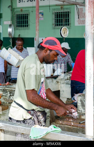 St. Johns Öffentlichkeit Fisch Markt, St. John's, Antigua Stockfoto