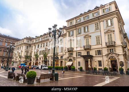 Carignano Theater an der Piazza Carignano in Turin Altstadt. Eines der ältesten und bedeutendsten Theatern in Italien Stockfoto