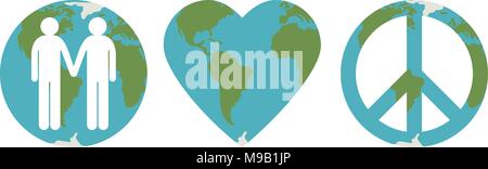 Einstellen des Friedens auf der Erde Symbole, Vektor Stock Vektor