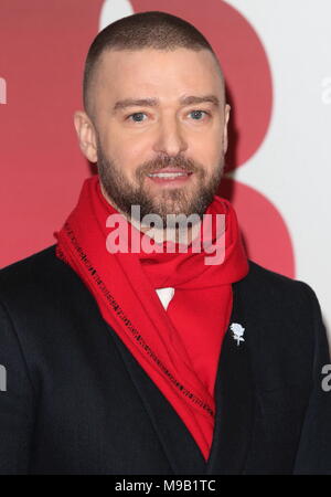 Die BRIT Awards 2018 - Roter Teppich Anreise mit: Justin Timberlake Wo: London, Vereinigtes Königreich, wenn: 21 Feb 2018 Credit: WENN.com Stockfoto