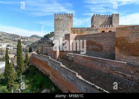 Blick auf die Burg Alcazaba in La Alhambra Stockfoto