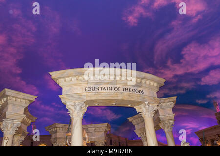 Die Forum Shops im Caesars Palace Hotel, Resort und Casino das Gefühl in Rom erstellen. Der Brunnen der Götter ist das wichtigste Merkmal. Stockfoto