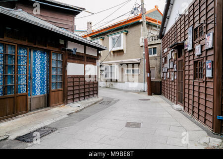 Pohang, Korea - Februar 8, 2017: Japanische alten traditionellen house street Stockfoto