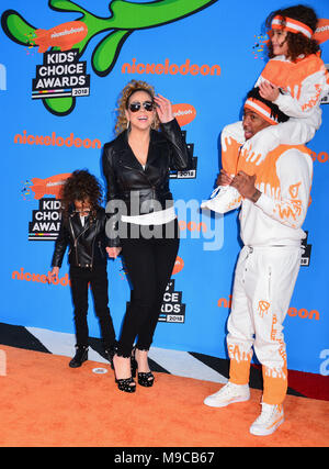 Mariah Carey, Monroe Kanone, Nick Cannon, marokkanische Scott Cannon 089 nimmt an der Nickelodeon Kids' Choice Awards 2018 im Forum am 24. März 2018 in Inglewood, Kalifornien Stockfoto