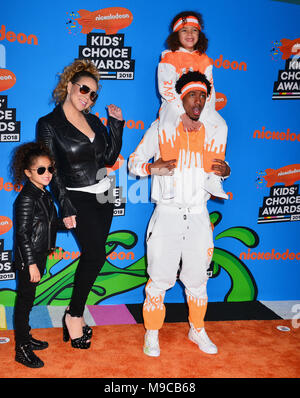 Mariah Carey, Monroe Kanone, Nick Cannon, marokkanische Scott Cannon 095 nimmt an der Nickelodeon Kids' Choice Awards 2018 im Forum am 24. März 2018 in Inglewood, Kalifornien Stockfoto