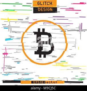 Bitcoin glitch Licht Farbe Hintergrund Vorlage. Abstrakte crypto Glitched vektor design Hintergrund Stock Vektor