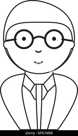 Alte Mann mit Anzug und Brille auf weißem Hintergrund, Vector Illustration Stock Vektor