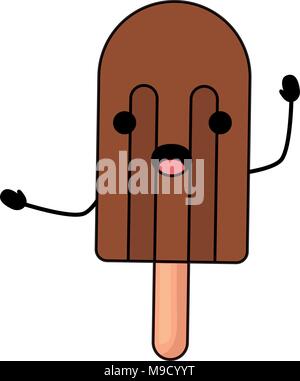 Kawaii Eis bar auf weißem Hintergrund überrascht, farbenfrohen Design. Vector Illustration Stock Vektor