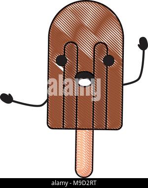 Kawaii Eis bar auf weißem Hintergrund überrascht, farbenfrohen Design. Vector Illustration Stock Vektor