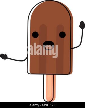 Kawaii Eis bar auf weißem Hintergrund überrascht, farbenfrohen Design. Vector Illustration Stock Vektor