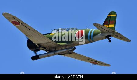 Eine Nakajima B5N Torpedobomber, einem Zweiten Weltkrieg japanische Jagdflugzeug, bei Moody Air Force Base. Stockfoto