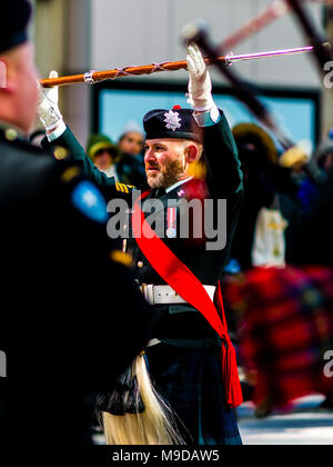 Saint Patrick's Day in Montreal Downtown Saint Catherine Street Stockfoto