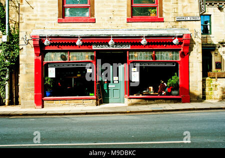 Ramble und Rose Restaurant, Market Street, Hebden Bridge, Calderdale Stockfoto