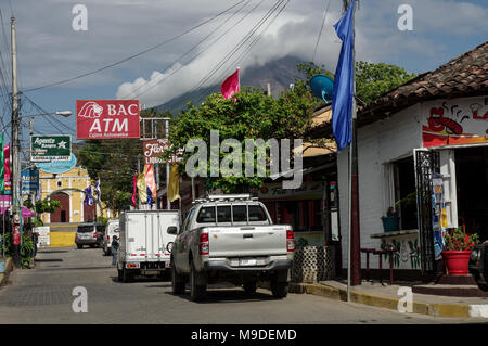 Bunte Moyogalpa Stadt am Fuße des Vulkan Concepción auf der Insel Ometepe in Nicaragua, Mittelamerika Stockfoto