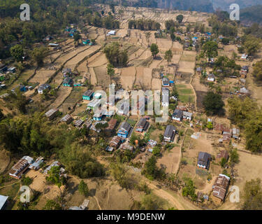 Luftaufnahme von Nepane Dorf in der Nähe von Kushma in Nepal Stockfoto