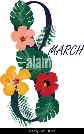 Vector Illustration vom 8. März blumen Grußkarte Stock Vektor