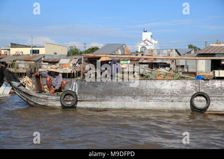 Cai Rang Floating Market, Mekong Delta, in der Provinz Can Tho, Vietnam, Südostasien, Asien Stockfoto