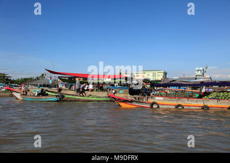 Cai Rang Floating Market, Mekong Delta, in der Provinz Can Tho, Vietnam, Südostasien, Asien Stockfoto