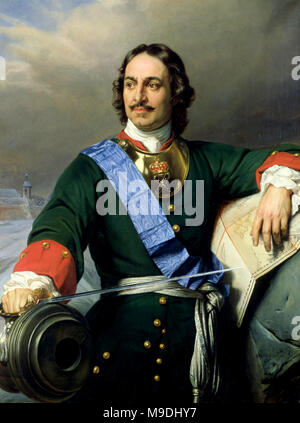 Peter der Große. Portrait von Zar Peter I. von Russland (1672-1725) von Paul Delaroche, 1838 Stockfoto