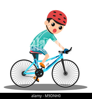 Radrennfahrer in Aktion. cartoon Mann Radfahren editable Vector Illustration. Stockfoto