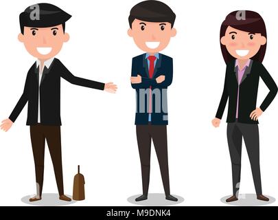 Gruppe von Geschäftsleuten Team. Mitarbeiter und Chef stehen gemeinsam im Teamwork Konzept. Flache Bauweise Mann und Frau zeichen Vector Illustration. Stock Vektor