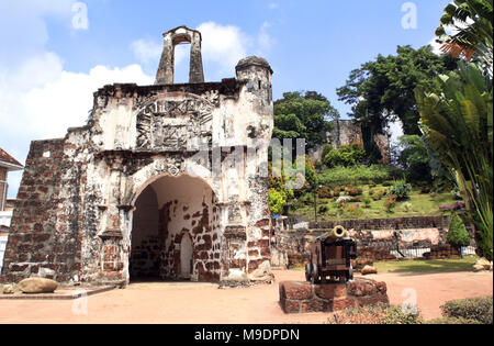 Ruinen von Kota A Famosa - portugiesischen Festung in Malakka, Malaysia. Weltkulturerbe der UNESCO Stockfoto