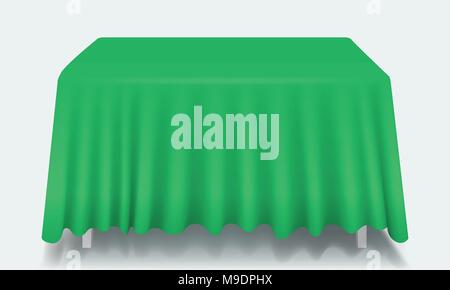Vector grün leeren rechteckigen Tisch mit Tischdecke isoliert. Stock Vektor