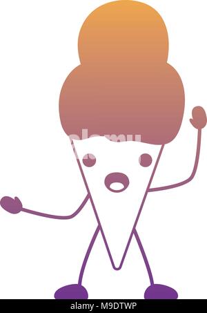 Kawaii Eis über weißen Hintergrund überrascht, farbenfrohen Design. Vector Illustration Stock Vektor