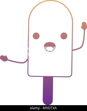Kawaii Eis bar auf weißem Hintergrund überrascht, farbenfrohen Design. Vector Illustration Stock Vektor