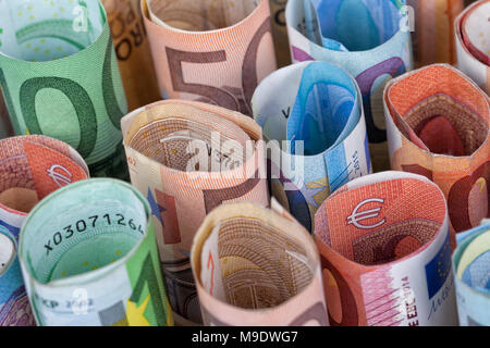Die Euro-scheine am meisten durch Europäer sind gewohnt, die von 5 10 20 50 und 100. Stockfoto