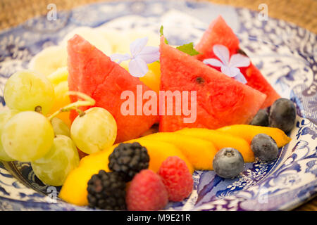 Obstplatte für Frühstück, Toskana Italien Stockfoto