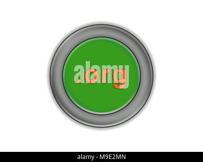 Band grüne Schaltfläche mit der Bezeichnung der Top-Level-Domain "Org", weißer Hintergrund Stockfoto