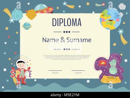 Diplom Cartoon Vector Template Stock Vektor